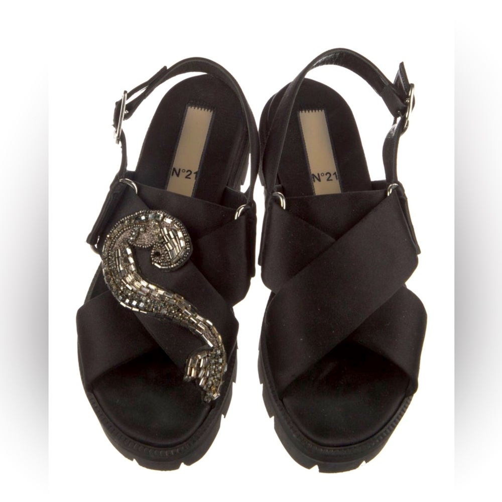 Nº21 Numero Black Satin sandals